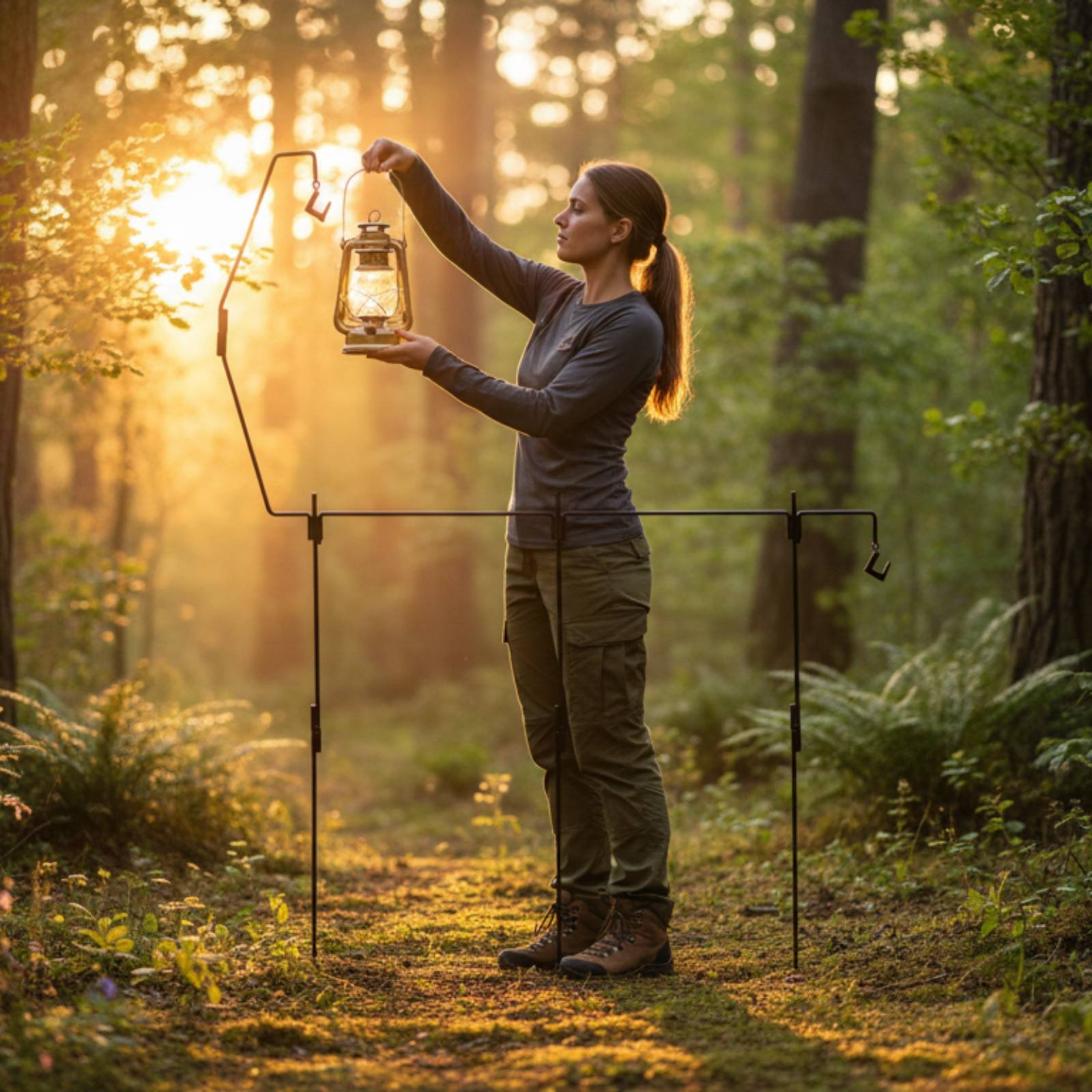 Hanging Outdoor Lighting - Support de lanterne de camping détachable,