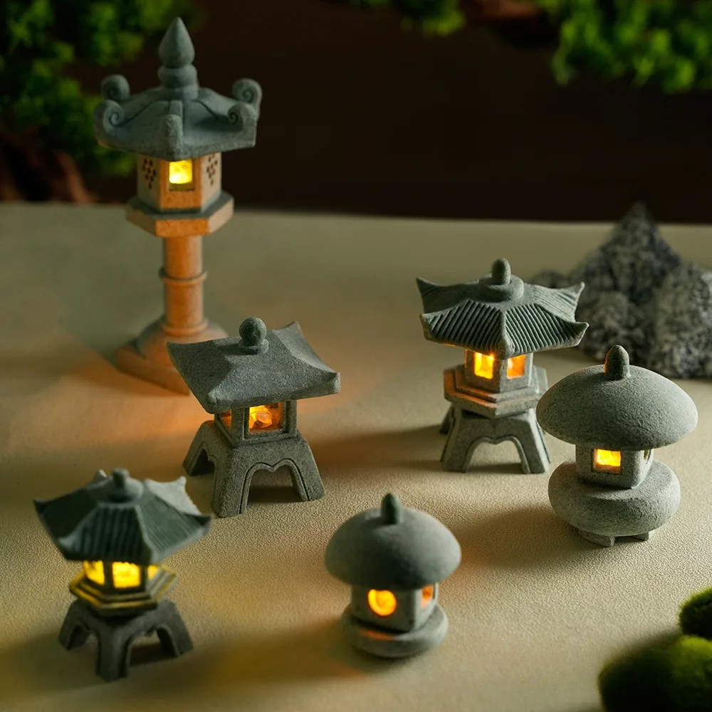 Outdoor Zen Lighting - Mini pagode lanterne lumière jardin Statue