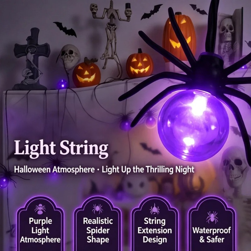 Outdoor Lighting Yard Decoration - Guirlandes lumineuses LED en forme d'araignée