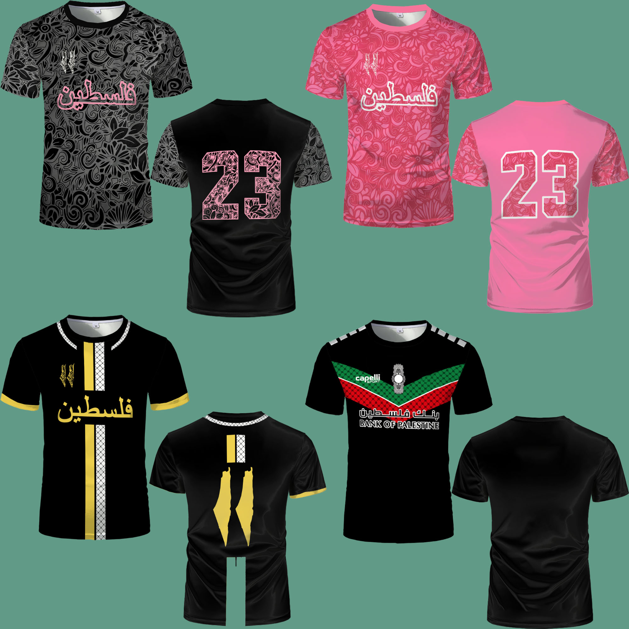 Outdoor Lighting Jersey - Maillot de football Palestine 3D, T-shirt