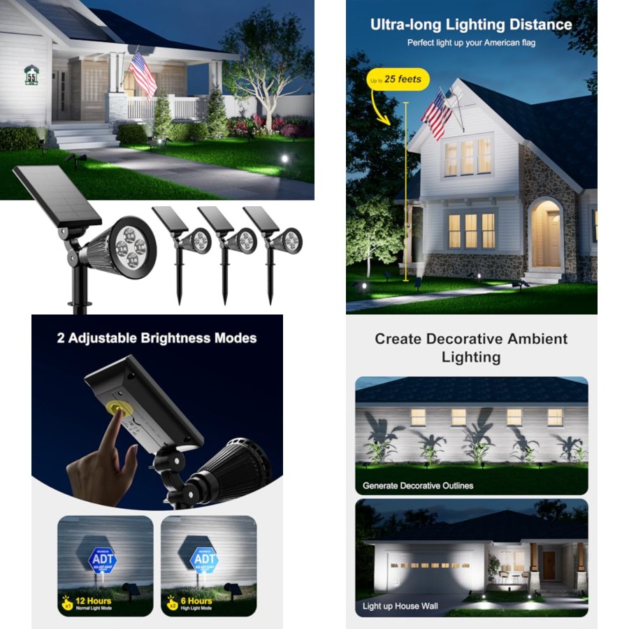 Outdoor Lighting Landscape - Projecteurs solaires extérieurs étanches pour arbres,