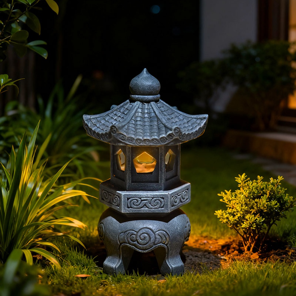 Lanterne pagode solaire Zen av - Outdoor Zen Lighting avis et prix