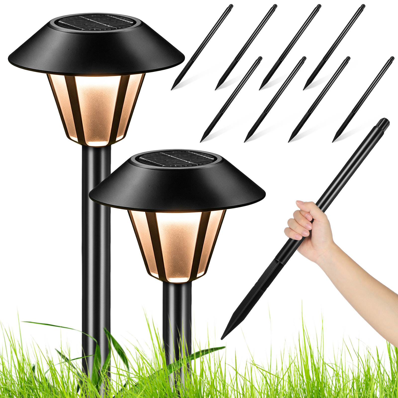 8 piquets solaires noirs en pl - Outdoor Lighting Landscape avis et prix