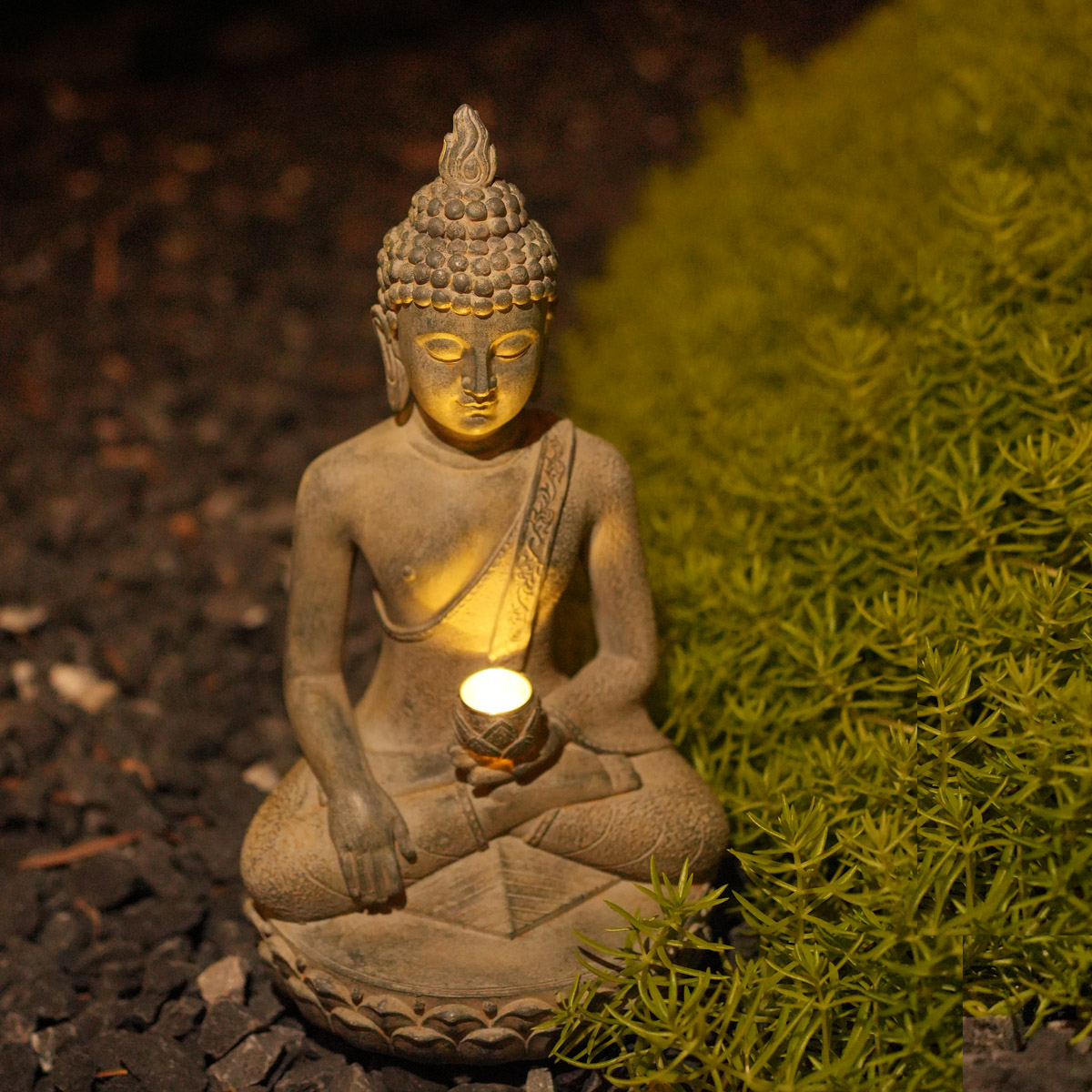 Statue de Bouddha solaire insp - Outdoor Zen Lighting avis et prix