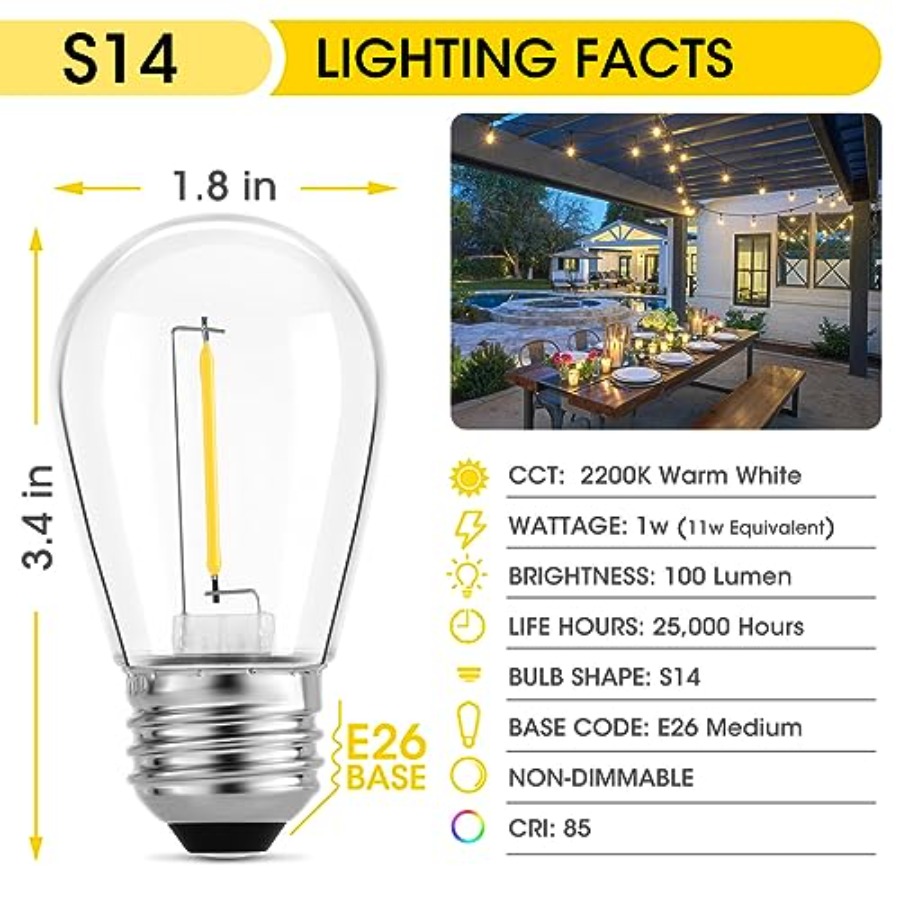 Lot de 36 ampoules LED S14 pou - Outdoor Lighting For Patio avis et prix